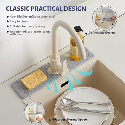 Stone Faucet Mat for Kitchen Sink，Super Absorbent Diatomite Fast Drying Stone