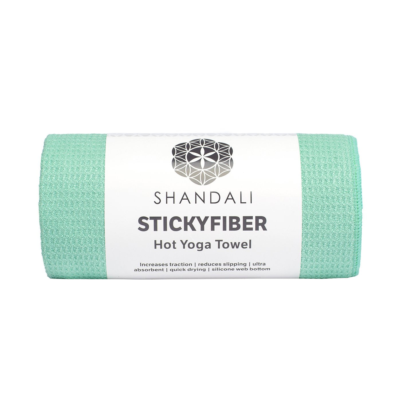 Shandali Hot Yoga Towel Stickyfiber Yoga Towel - Mat-Sized, Microfiber, Silicone Backed, Super Absorbent, Anti-Slip, 24" x 72" - Bikram Yoga - Exercise, Fitness, Pilates - Jade Green