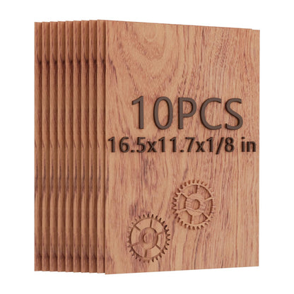 Creatorally 10 Pack Rosewood Plywood Sheets, 16.5"x11.7"x1/8" Unfinished Wood Blanks, Ideal for Laser Cutting, Engraving, DIY Crafts, Wood Burning, Sign Making & Home Decor