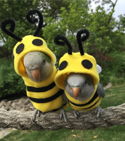 Bird Costume Diaper Flight Suit Bee Shape Hoodie Clothes Cosplay Photo Prop for Parrots Parakeet Cockatiel Sun Conure, Small Animals Apparel (Bee Without Diaper, Large), Green (BPF1)