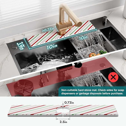 Stone Faucet Mat for Kitchen Sink, Diatomite Drying Stone Mat for Kitchen