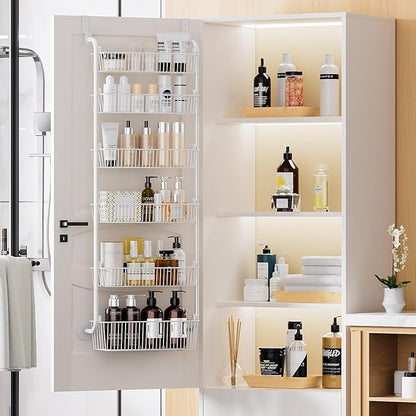 Delamu Large Over the Door Pantry Organizer, 6-Tier Metal Pantry Door