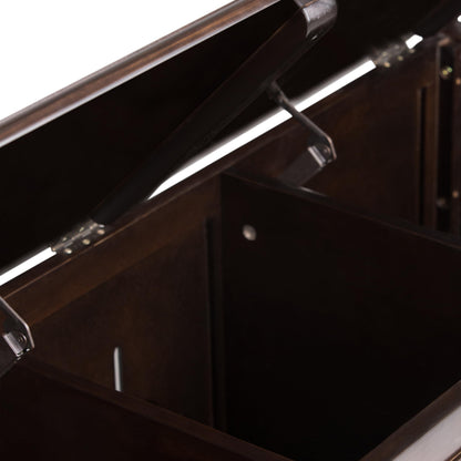 SIMPLIHOME Connaught Storage Bench - 51 inch Wide Solid Wood Trunk Bench in Dark Chestnut Brown, Traditional Bench for Entryway with Lift-Up Lid and 3 Hidden Compartments