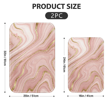 Britimes Marble Pink Bathroom Rug Set of 2, Washable Cover Floor Rug Carpets Floor Bath Mat Bathroom Decorations 16x24 and 20x32 Inches