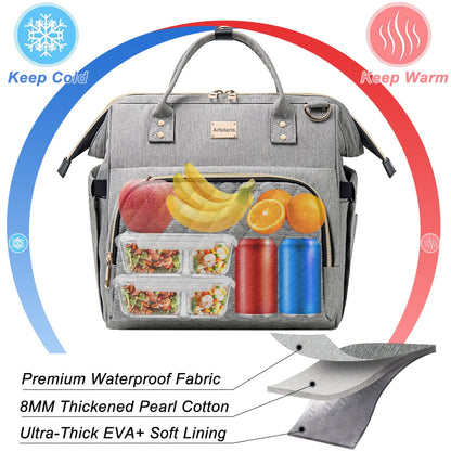 Artelaris Insulated Lunch Bag for Women Men, Large Reusable Lunch Box, Adult Leakproof Cooler Tote Bags Adjustable Strap for Work Picnic（16 Liters）
