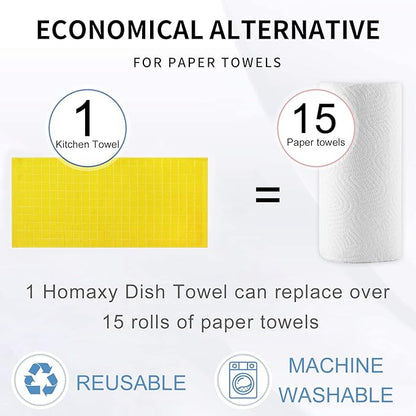 Homaxy 100% Cotton Terry Kitchen Towels, Checkered Designed, Soft and Super