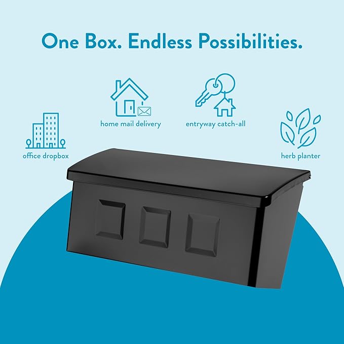 Architectural Mailboxes Wayland Steel Wall Mount Mailbox, Black, Small | Galvanized steel build for outside with weather-resistant outdoor construction and a rust-resistant powder-coat finish.