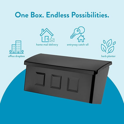Architectural Mailboxes Wayland Steel Wall Mount Mailbox, Black, Small | Galvanized steel build for outside with weather-resistant outdoor construction and a rust-resistant powder-coat finish.
