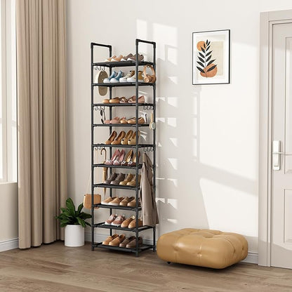 VTRIN 10 Tiers Tall Shoe Rack Holds 20-25 Pairs of Shoes Sturdy Vertical Shoe