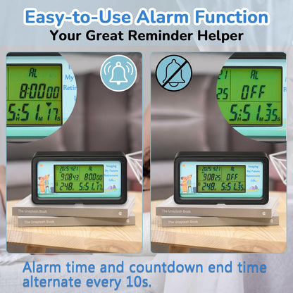 AIMILAR 1999 Days Countdown Timer - Digital Countdown Clock for Retirement & Events with Backlight, Alarm Functuon, Dual Time Display, Customizable Cards