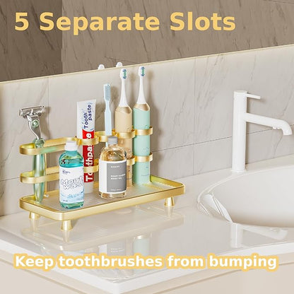Electric Toothbrush Holder for Bathroom Countertop 5 Metal Slots Toothpaste