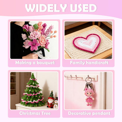 Yinsun 400 Pcs Pipe Cleaners Craft Set, 4 Colors Pipe Cleaners Flowers Kit, Chenille Stems Bulk for DIY Handmade Bouquet, Creative Gift with Stems, Tapes, Stamens, Glue Sticks, Ribbons