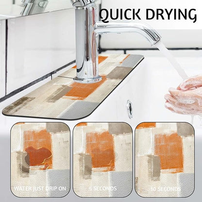 MCALK Orange Kitchen Sink Faucet Mat Splash Guard, Absorbent Quick-Dry Kitchen