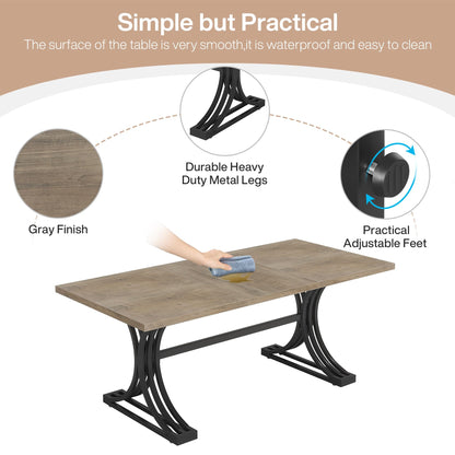 Tribesigns 10.5FT Conference Table, Modern Meeting Table for 8-10 People, Rectangle Seminar Boardroom Table for Office Conference Room with Stylish Legs (2, Grey + Black)