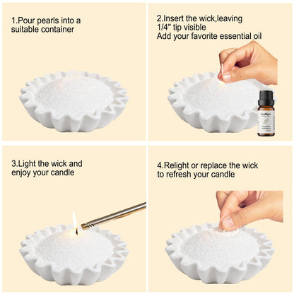 Aufien Candle Sand with Wicks, 16 Oz Pearled Candle, DIY Bead Powder Sand Wax Making kit Refillable Non Toxic for Handmade, Mother's Day Wedding and Halloween Christmas Decorations
