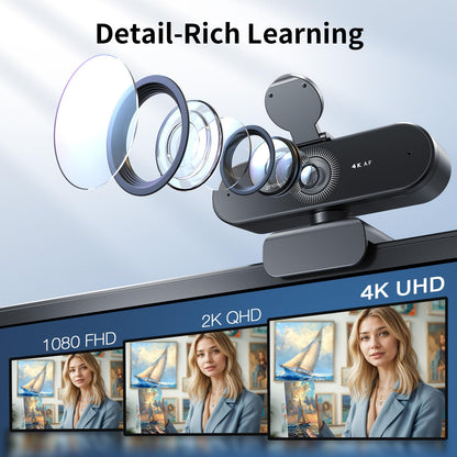 EMEET NOVA 4K Webcam for PC - Ultra 4K HD, PDAF Autofocus, Dual Omnidirectional Mics, 73° FOV, Auto Light Correction, USB-A, Privacy Cover, Ideal for High-End Business Meetings&Live Streaming