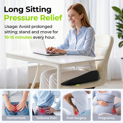 AUVON Innovative Donut Pillow Hemorrhoids Scientific Center Hole and Tailbone Cutout, Orthopedic Pain Relief Donut Seat Cushion for Coccyx, Sciatica, Postpartum Pregnancy, After Surgery Sitting Relief