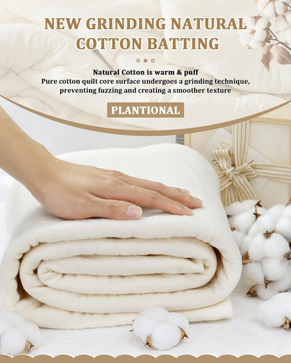 PLANTIONAL Grinding Natural Cotton Quilt Batting: 47-Inch x 59-Inch Light Weight Purely Natural All Season Quilt Batting for Quilts, Craft and Wearable Arts
