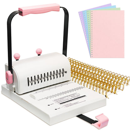 Spiral Binding Machine Wire Book Binder Tool Hole Pitch 2:1 Compatible with Wire，Spiral Coils, Make Professional Books, Notebooks, Calendars and More