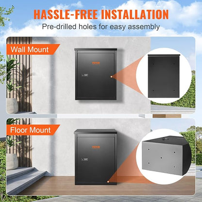VEVOR Parcel Drop Boxes for Outside 15.4" x 10.6" x 20.5", Galvanized Steel Wall Mount Mailbox with Coded Lock, Anti-Theft Baffle, IPX3 Waterproof Lockable Large Mailbox for Porch, Curbside