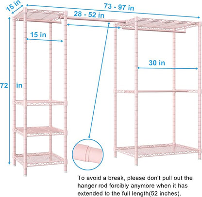 Ulif E10 Clothes Rack（With Stretchable Hanger Rod）Freestanding Clothing Racks