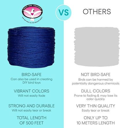 Super Bird Creations SB50030 Braided Polly Rope - Ideal for Making Bird Toys & Crafting - Hollow and Polly Rope, Polyethylene Rope - 1/8" Diameter & 500 Meters Long - Ideal for Parrots -Vibrant Purple