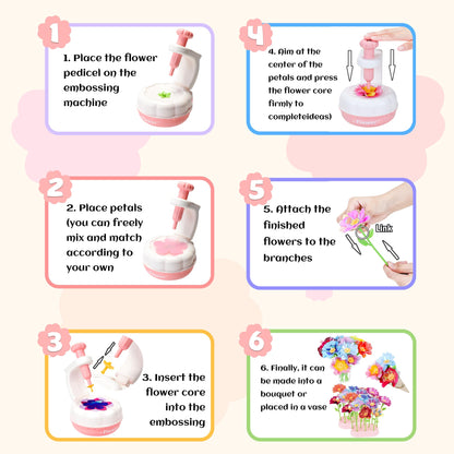 PERRYHOME Fabric Flower Bouquets Toys, 300+ Pcs Birthday Gift Activity Kit, 2 Gameplays STEM Craft for Kids, Reusable DIY Bouquets Maker Mothers Day Gifts for 3 4 5 6 7 8 Years Toddler Girl Gift