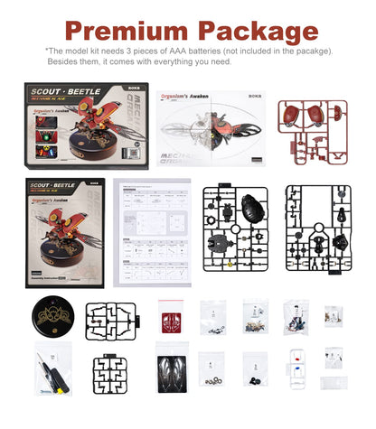 ROKR 3D Metal Model Kits for Adults Scout Beetle - 147PCS 3D Metal Puzzle Electric Mechanical Plastic Building Kit Hobby Kit Gift for Adults