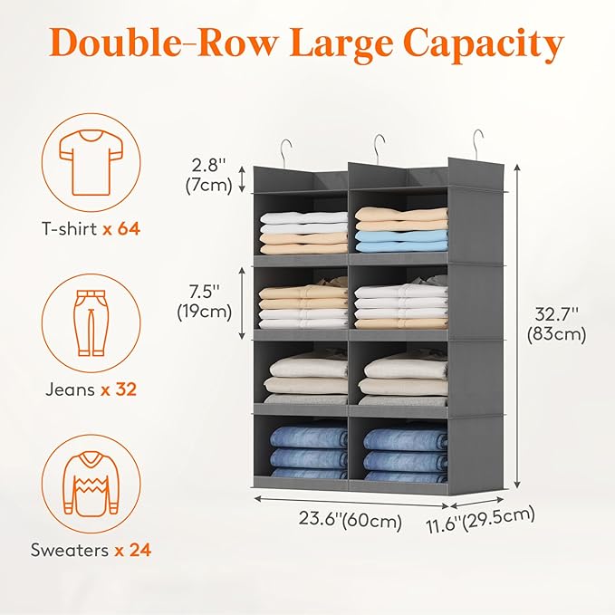 Lifewit Dual-Row Shelf Hanging Closet Organizer and Storage, Clothes Shelves