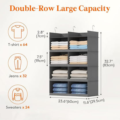 Lifewit Dual-Row Shelf Hanging Closet Organizer and Storage, Clothes Shelves