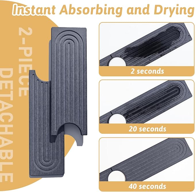 Diatomite Sink Mat around Faucet, Instant Dry Stone Sink Tray Cleaning Tools