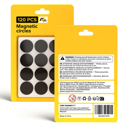Peel-&-Stick Flexible Adhesive Magnets - 120 Magnetic Dots for Office Supplies, Whiteboard, Crafts, Fridge, & School Projects