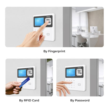 ANVIZ Time Clocks for Employees Small Business - CX2 Fingerprint Biometric Clock in and Out Machine - Forever Free Cloud Software, White