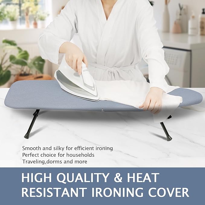 SheeChung 12.5"x32" Small Table Top Ironing Board Cover and Pad, Fits Mini