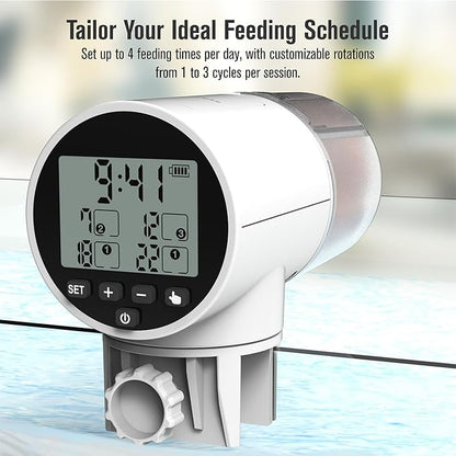 JuzPetz Automatic Fish Feeder Dispenser for Aquarium, 200ml Large Capacity Auto Turtle Fish Feeder for Small Tank, Battery Powered Food Feeding Timer for 7, 14 Day Weekend Vacation, Batteries Included