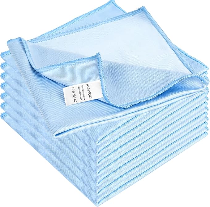 KLNYOO Microfiber Glass Cleaning Cloths Lint Free Streak Free Quickly and