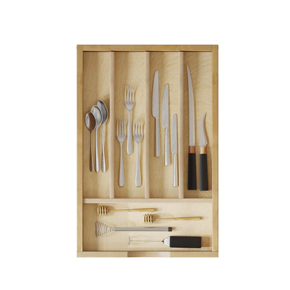 WelFurGeer Solid Birch Wood Silverware Drawer Organizer, Wooden Cutlery Drawer Organizer, Utensil Tray for Kitchen Drawers, Kitchen Utensil Organizer for Silverware, Flatware, Spoons, Forks, Knives