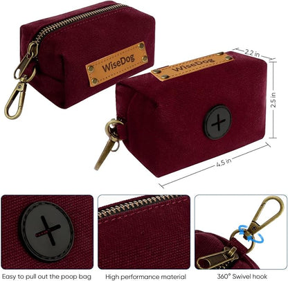 Wisedog Waterproof Dog Collar and Leash Set, M (Collar:12"-18"), Burgundy | Adjustable Puppy Collars, Cute Tag, 5FT Leash, Includes Poop Bag, For Small Medium Large Dogs