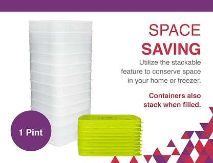 Arrow Reusable Plastic Storage Container Set, 10 Pack, 1 Pint/16 Ounce Each –