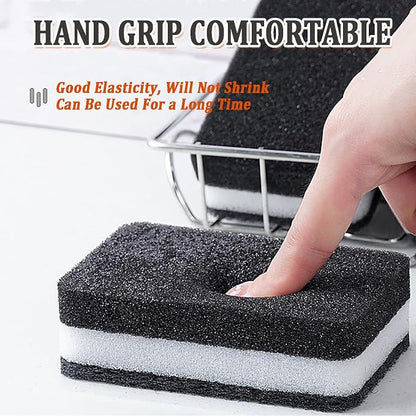 Taeku Natural Kitchen Sponge, 6 Pack Heavy Duty Scrub Cellulose Sponge Premium Multifunction Eco Friendly Cleaning Sponges for Dishes (Black)