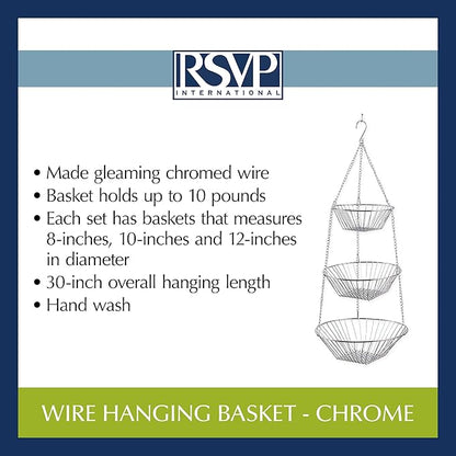 RSVP 30-by-12-Inch 3-Tier Wire Hanging Basket