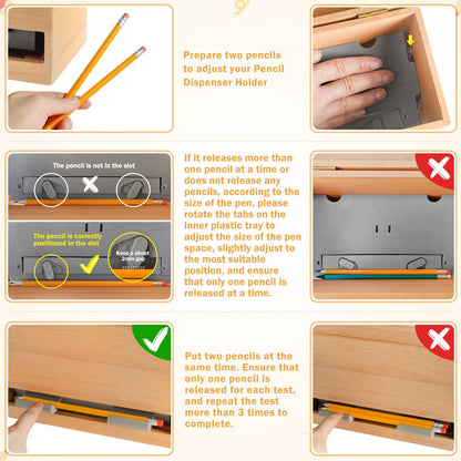 Aigybobo Pencil Dispenser for Classroom, Wooden Pencil Holder for Desk, Teacher Must Haves for Organization and Storage, Pencils Straw Dispenser for Classroom Office Kitchen Restaurant