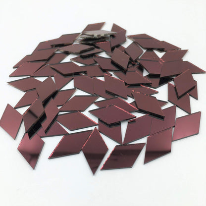 NUO RUI 200pcs 1" x 1/2" Diamond Shape Mirror Mosaic Tiles Purple Craft Mirrors
