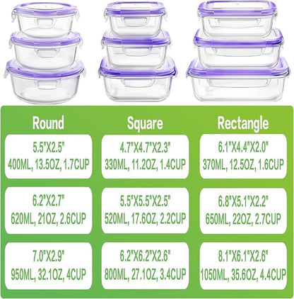HOMBERKING Glass Food Storage Containers