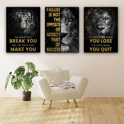Inspirational Motivational Posters - Framed Canvas Art Set for Office, Living Room, Bedroom - (36''W x 16''H)