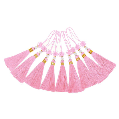 13cm/5 Inch 20pcs Silky Bookmark Tassels with 2-Inch Cord Loop and Knot for Jewelry Making, Souvenir, Bookmarks, DIY Craft Accessory (Pink)