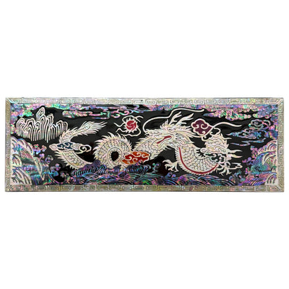 Nacreh Mother of Pearl Ring Necklace Office Pen Holder Case Storage Wooden Jewelry Box - Inlay with Sea Shell Gift (Dragon)