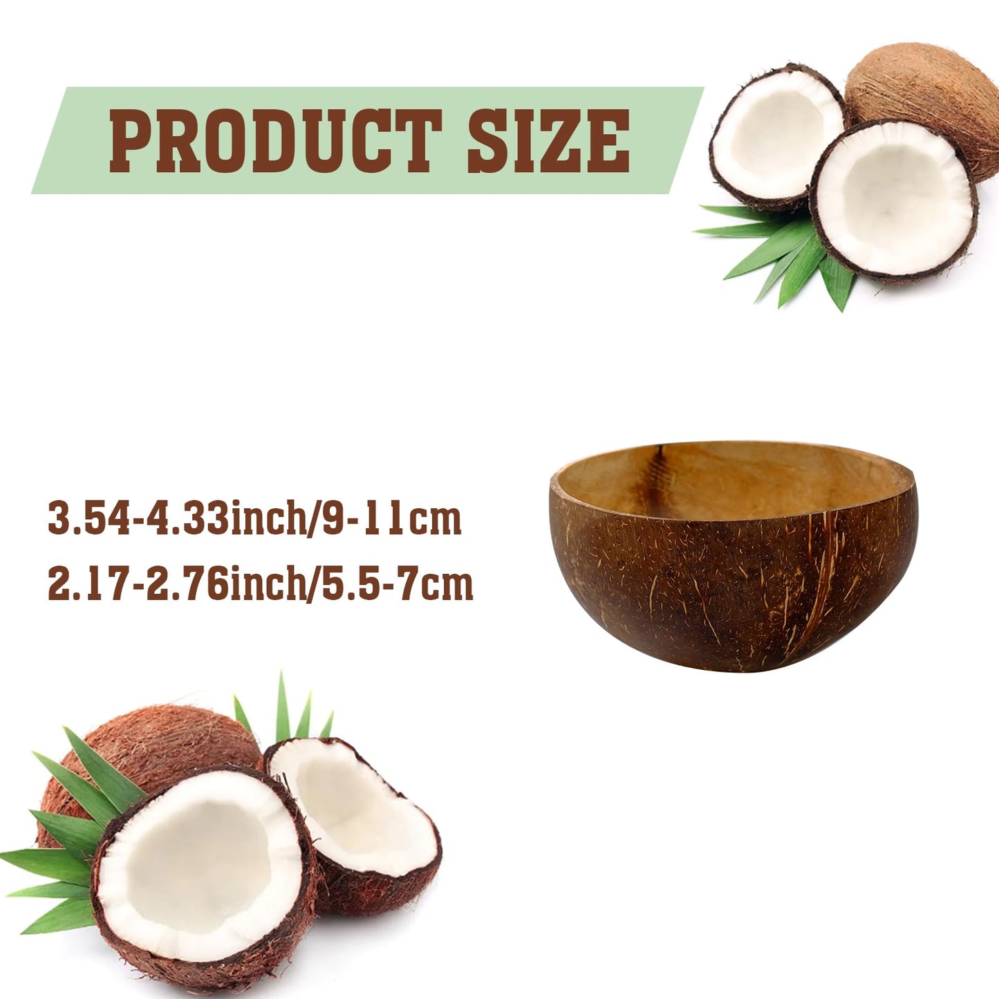 TANEMUDO 14 Pcs Coconut Shell Bowls Small Polished Wooden Bowls for Smoothie Acai Salad and Vegan Gifts, Natural Rustic Kitchen Decor (Small)