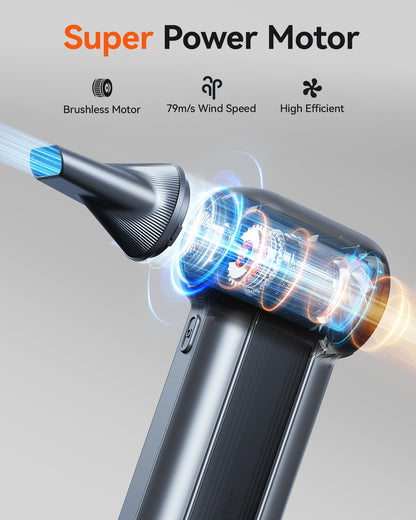 WOLFBOX MF100 Electric Air Duster-150000RPM Super Power Cordless Air Duster, Rechargeable Brushless Motor Durable Blower, 3-Gear Adjustable Dust Blower for Computer, Keyboard, Outdoor, House and Car