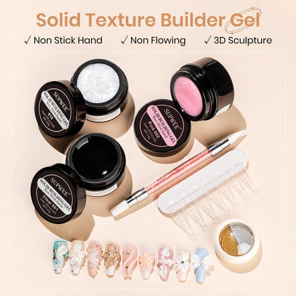 SUPWEE 3d Gel Nail Art Sculpture Non Stick Hand Molding Gel for Nails Multifunctional Solid Builder Gels for Extension Carving Sculpting Beauty Charms for Beignner and Salon DIY